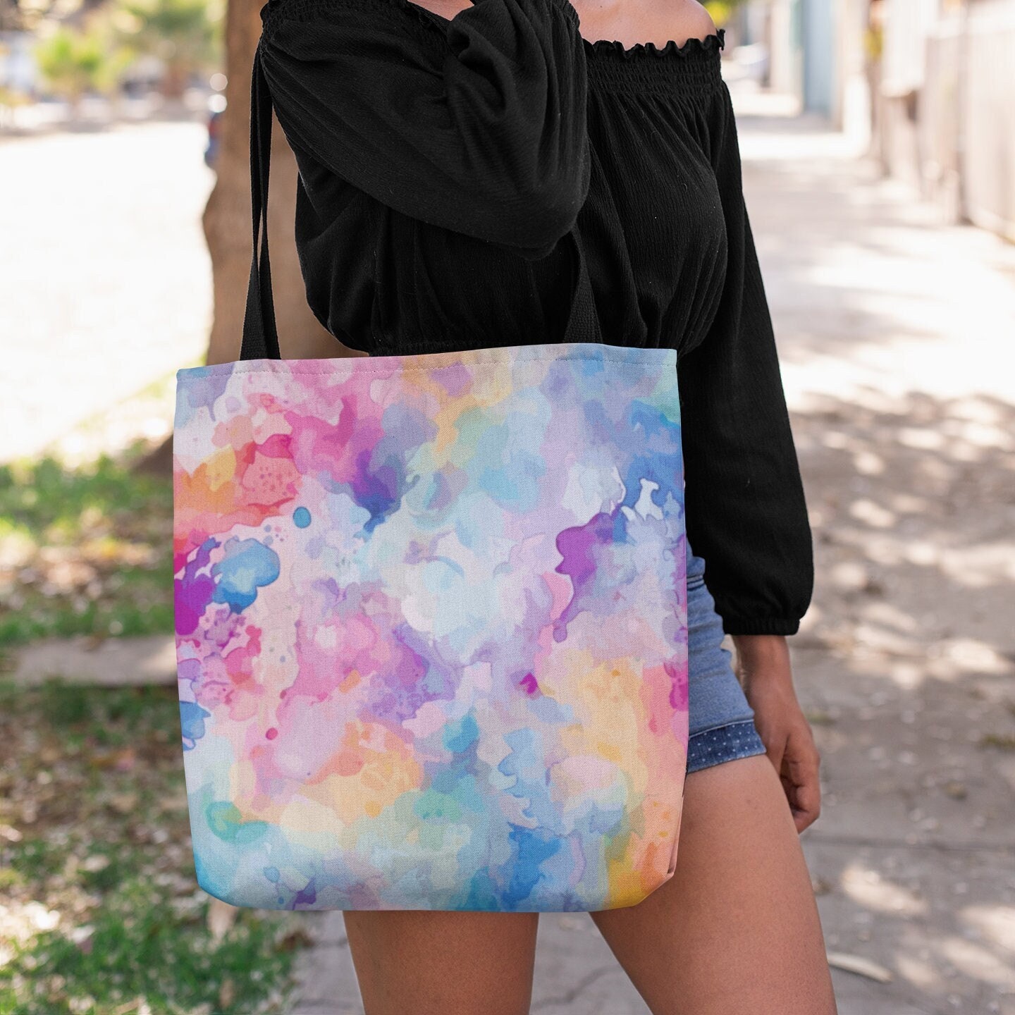 Matin Kim☆Peaches GRAPHIC MIDDLE ECOBAG IN PATTERN Peaches GRAPHIC BIG ECOBAG IN MULTI - MATINKIM