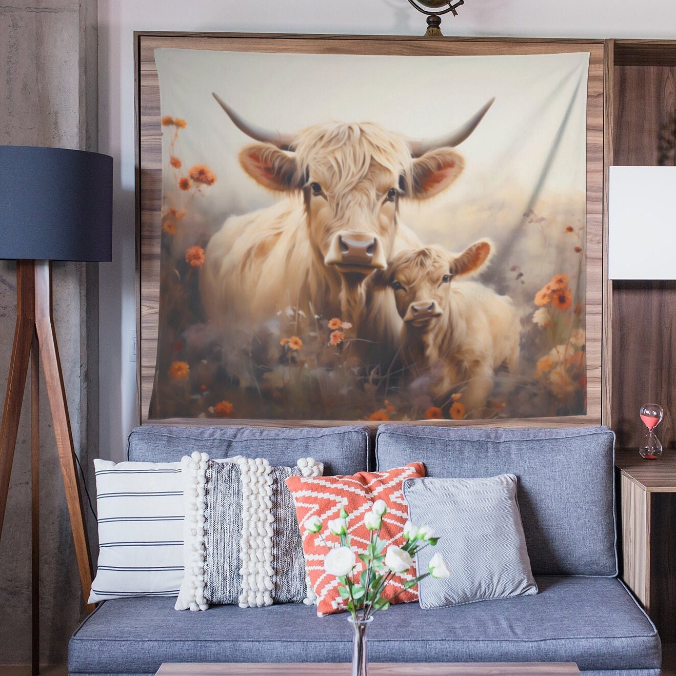 Highland cow tapestry hotsell
