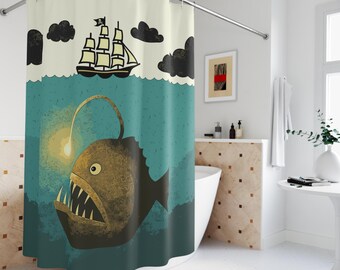 Tenda da doccia nautica vintage con stelle marine estive in