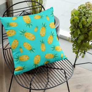 Cool Pineapple Outdoor Decorative Pillow - Double Sided Print, Durable Polyester, UV & Water-Resistant, Sewn Seam Closure