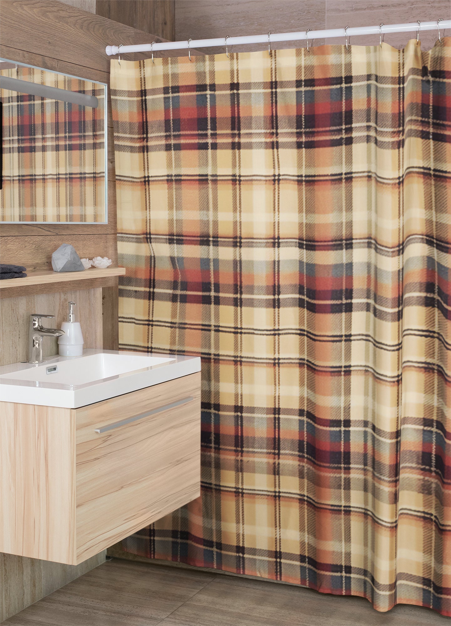 Tartan Plaid Shower Curtain Trendy Modern Shower Curtain Stylish Shower Curtains Bathroom