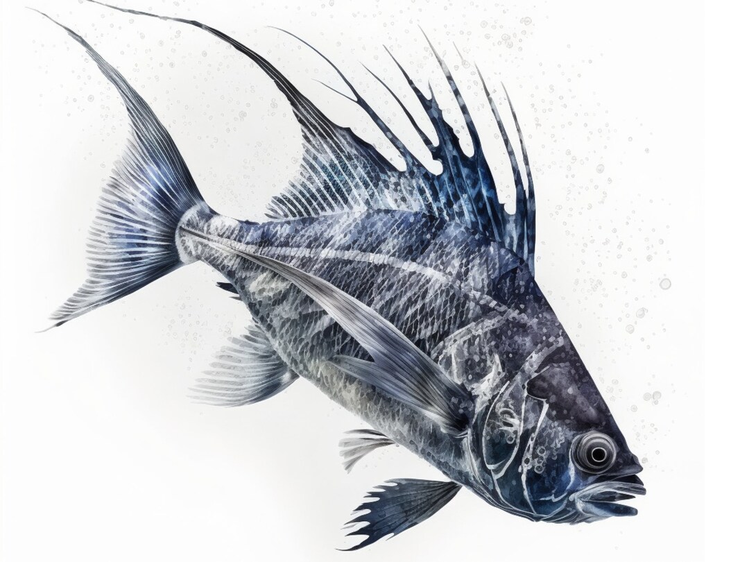 Gift for Dad Nautical Themed Poster Roosterfish Wall Art for Etsy