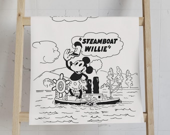 Steamboat Willie Handtuch - Weiche Polyester- und Baumwollmischung, Küchen- und Badezimmertuch, Wohnkultur Geschenk, 28 × 16 Zoll