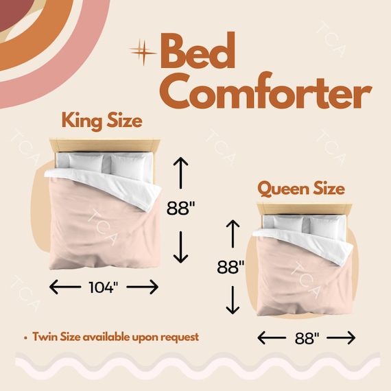 Bed Comforter Size Chart King Queen Comforter Size Guide PNG Duvet Cover Sizing Table POD Comforter Cover Size Measurements