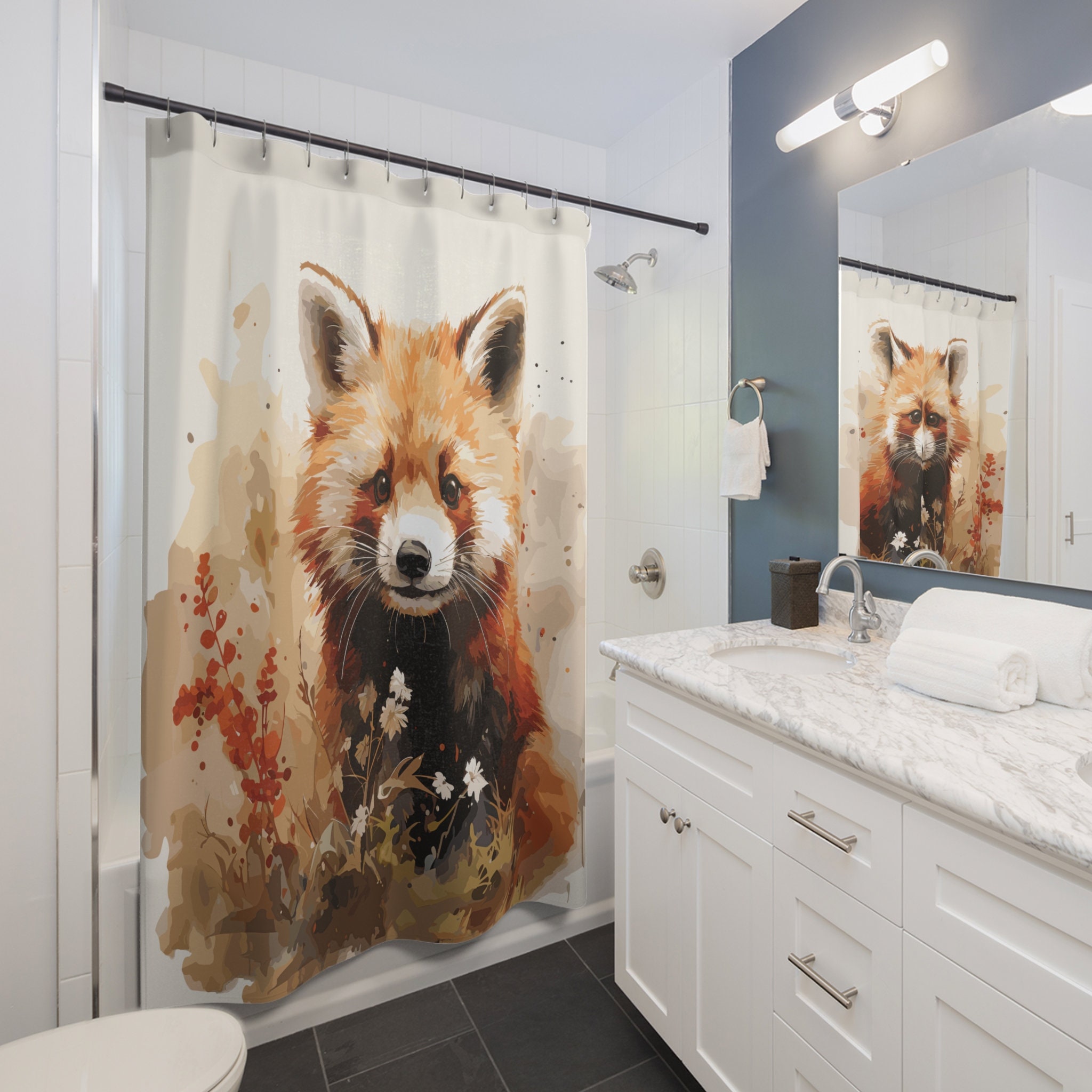 Cute Red Panda Shower Curtain | Fun Red Panda Art Shower Curtain | New ...