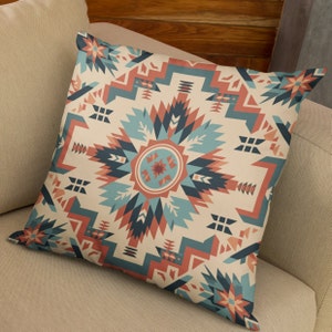 New Mexico Pattern Throw Pillow Cover | Southwestern Style Pillow Cover | Square Pillow Case | 4 Sizes: 14x14, 16x16, 18x18, 20x20 Inch