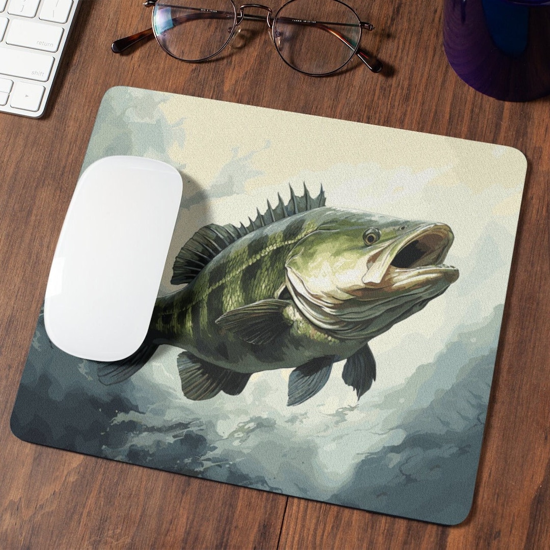 Bass Fishing Mousepad Large 1/4 Thick Mouse Pad Cool Print Fun Pattern