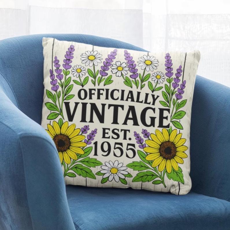 誕生年ヴィンテージクッション | パーソナライズされた誕生年ギフト