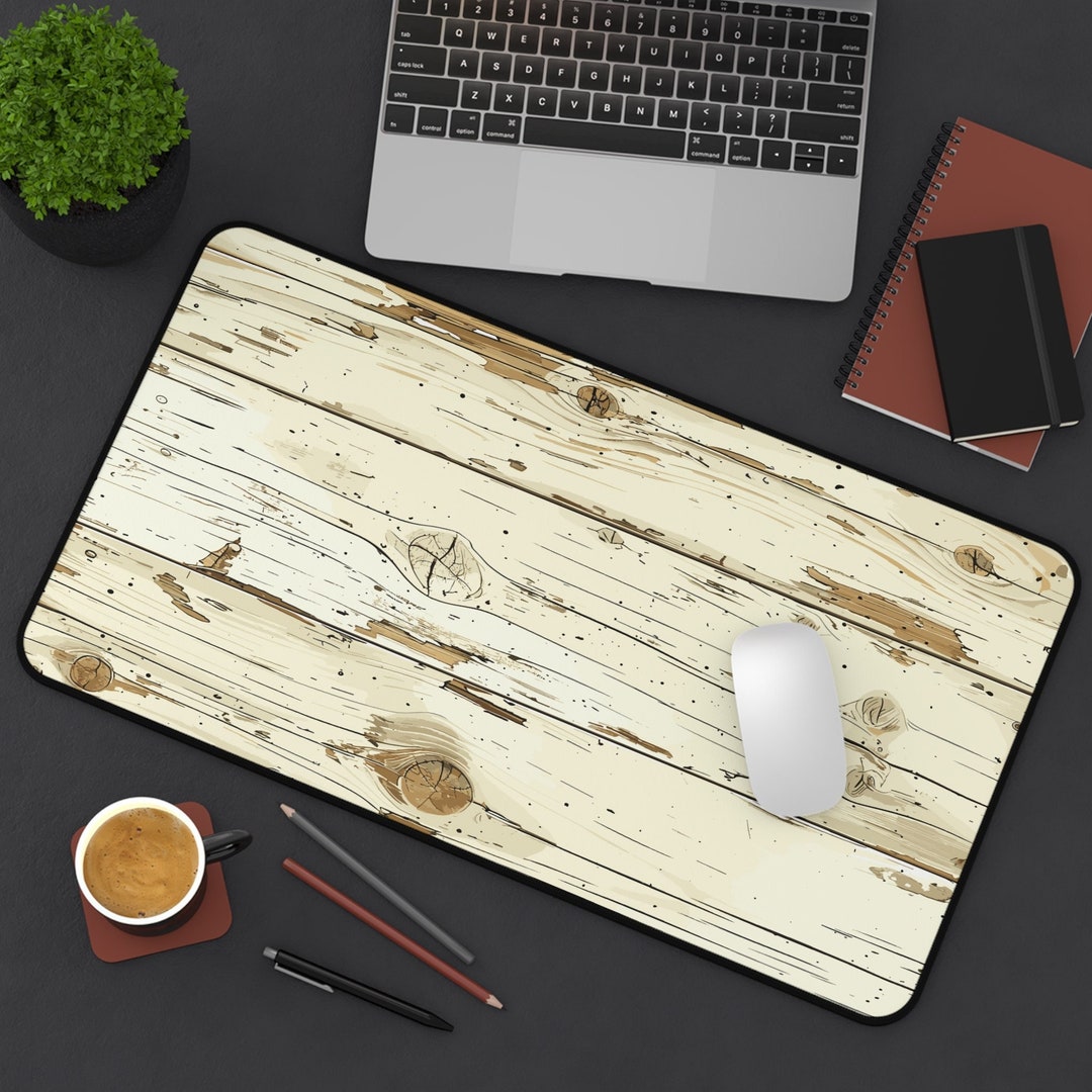 Whitewash Wood Desk Mat | Cottagecore Desk Mat | Large Aesthetic Mouse ...