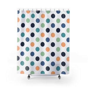 Pastel Polka Dots Shower Curtain | Colorful Shower Curtain | Fun Home Decor Shower Curtain | Bathroom Refresh Gifts | 71x74 inch