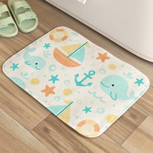 Maritime Kinder Memory-Schaumstoff-Matte | Weiche Mikrofaser-Badematte für die Dekoration des Badezimmers | Kinder Dekor Matte | Badezimmer erfrischen Geschenke