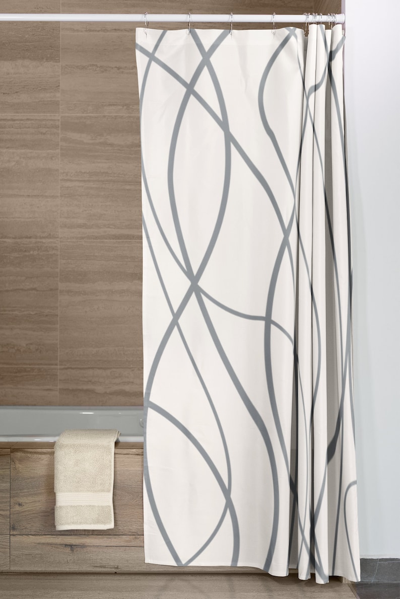 Grey And Beige Shower Curtainnull