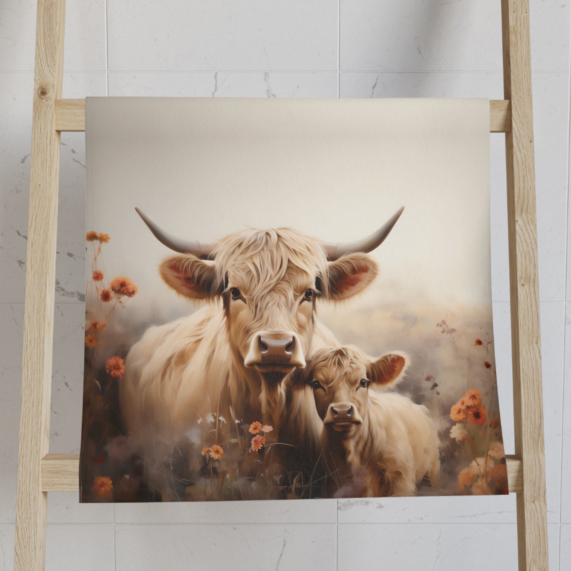 Cow Hand Towel Etsy