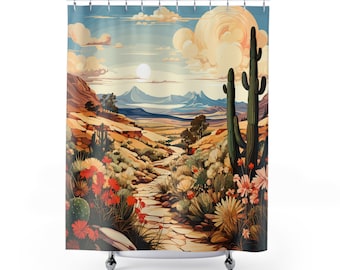 Douchegordijn woestijn van Arizona | Boho landschap douchegordijn | Prachtig zuidwestelijk douchegordijn | Cadeaus voor badkameropfrissing | 71 x 74 inch