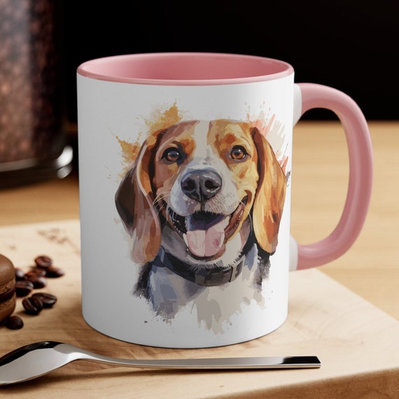Beagle Watercolor Mug | Pet Beagle Coffee Mug | Black or Pink Coffee Mug |  Dog Lover Gift | Microwave Safe | Dishwasher Safe - Etsy