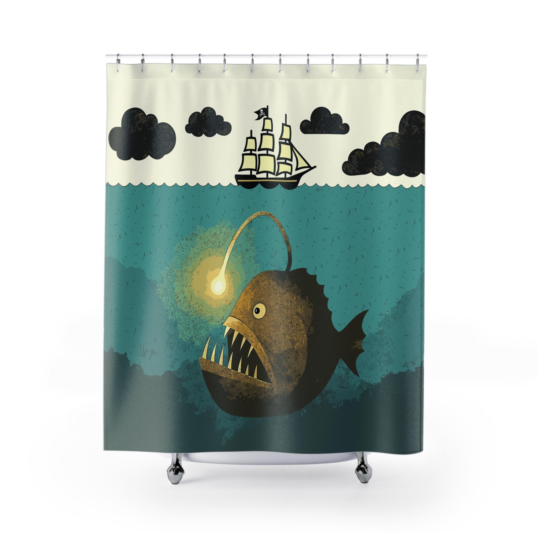 Tenda da doccia vintage con mappa nautica del mondo con ganci