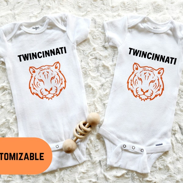 Set of Two! Twincinnati Football Onesies® or T-shirts, Cincinnati Football Onesies® for Twins