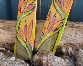 Artisan Earrings Tropical Bird of Paradise Wearable Art
