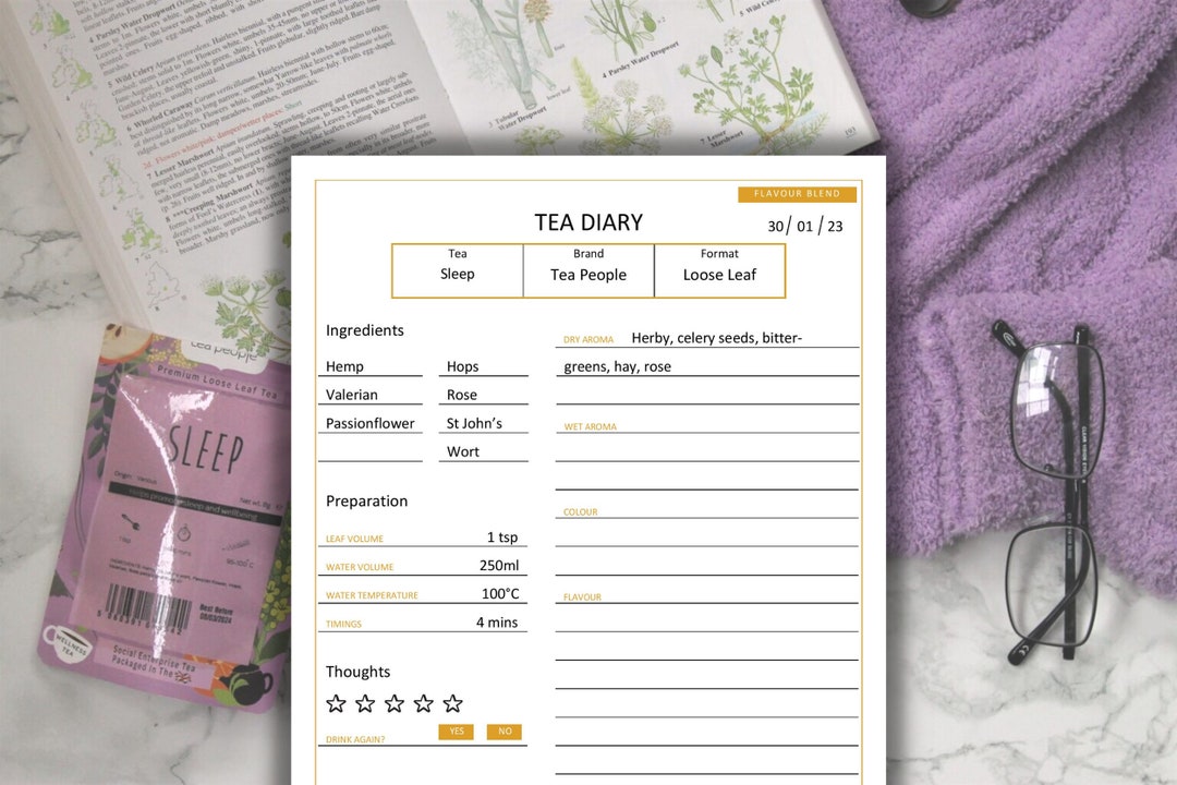 Flavoured Tea Review Template Tea Diary Templates Flavoured Blends