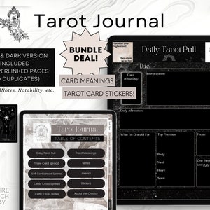 Undated Digital Tarot Journal, Tarot Planner, Dark Version Tarot