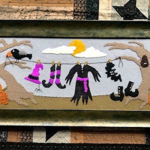 Wool Applique pattern “Witchy Washy” wall hanging