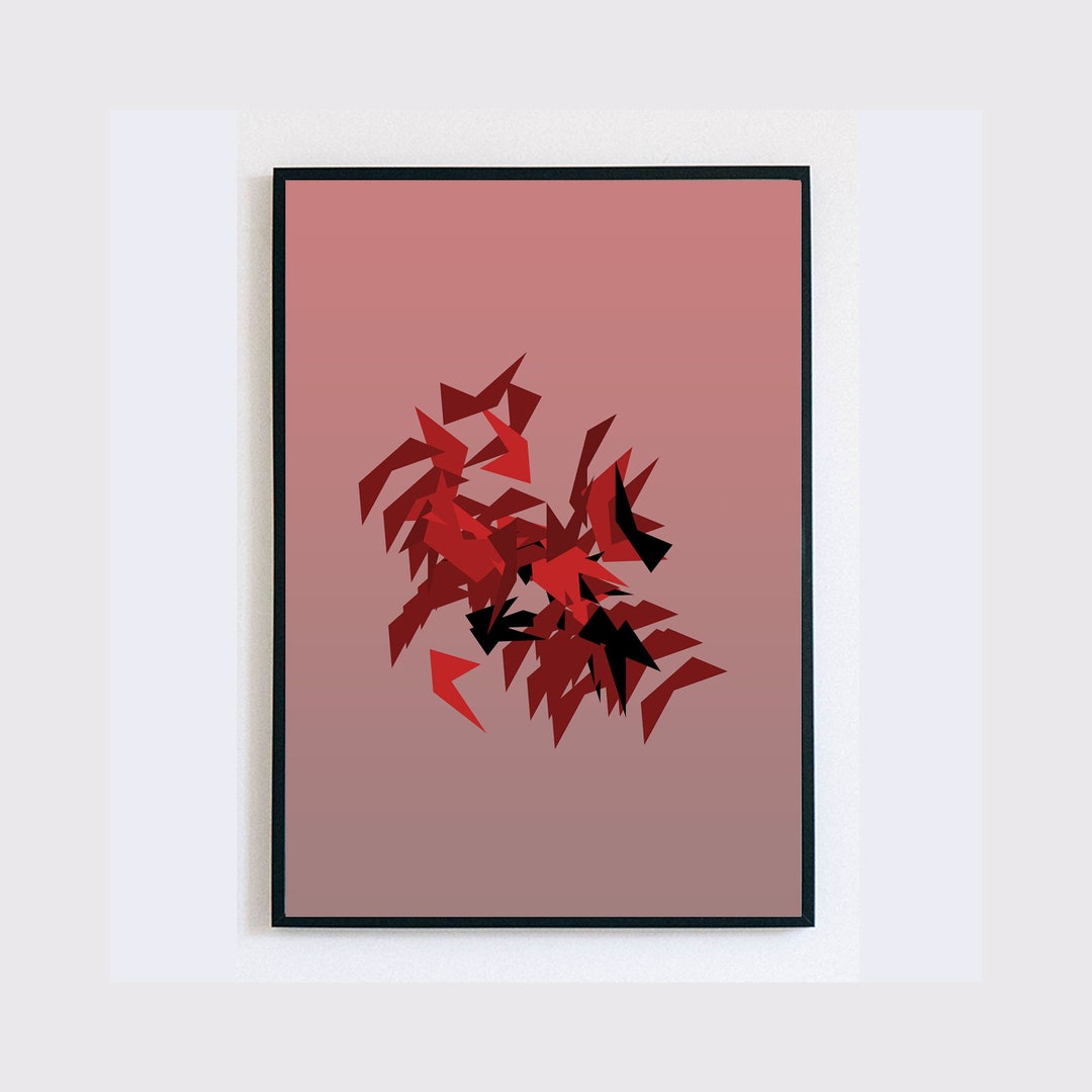 Red Modern Art, Printable Art Etsy