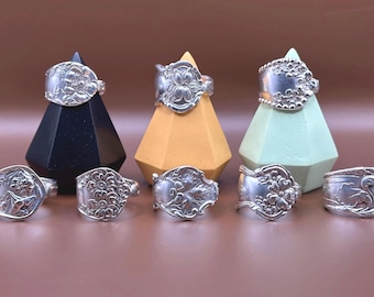 Mystery Ornate Silver Plated Spoon Ring: Upcycled Vintage Jewelry