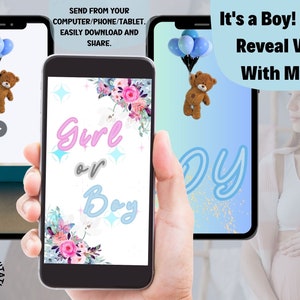 Gender Reveal Video It&#39;s a Boy! Video Card Digital Pregnancy Announcement Video For Social Media | Instant download