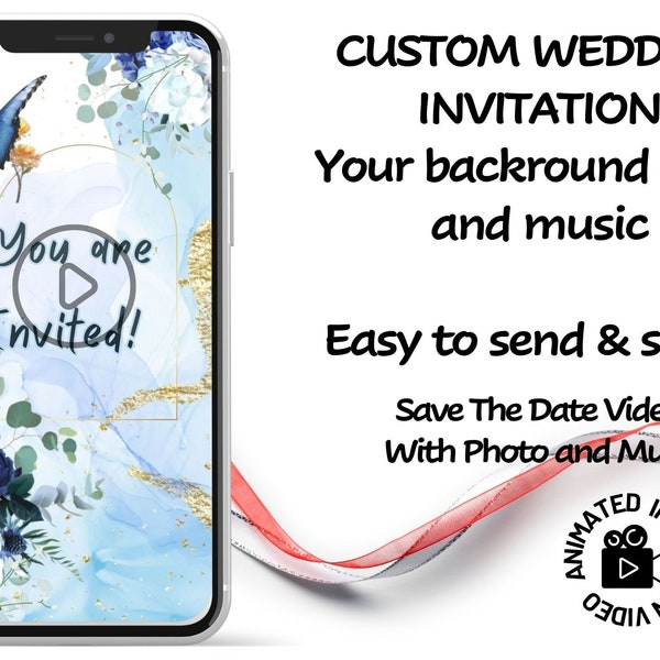 Custom Animated Wedding Invitation Video Personalized Save the Date with Photo  Music,Unique Digital Invite Design,electronic invitation