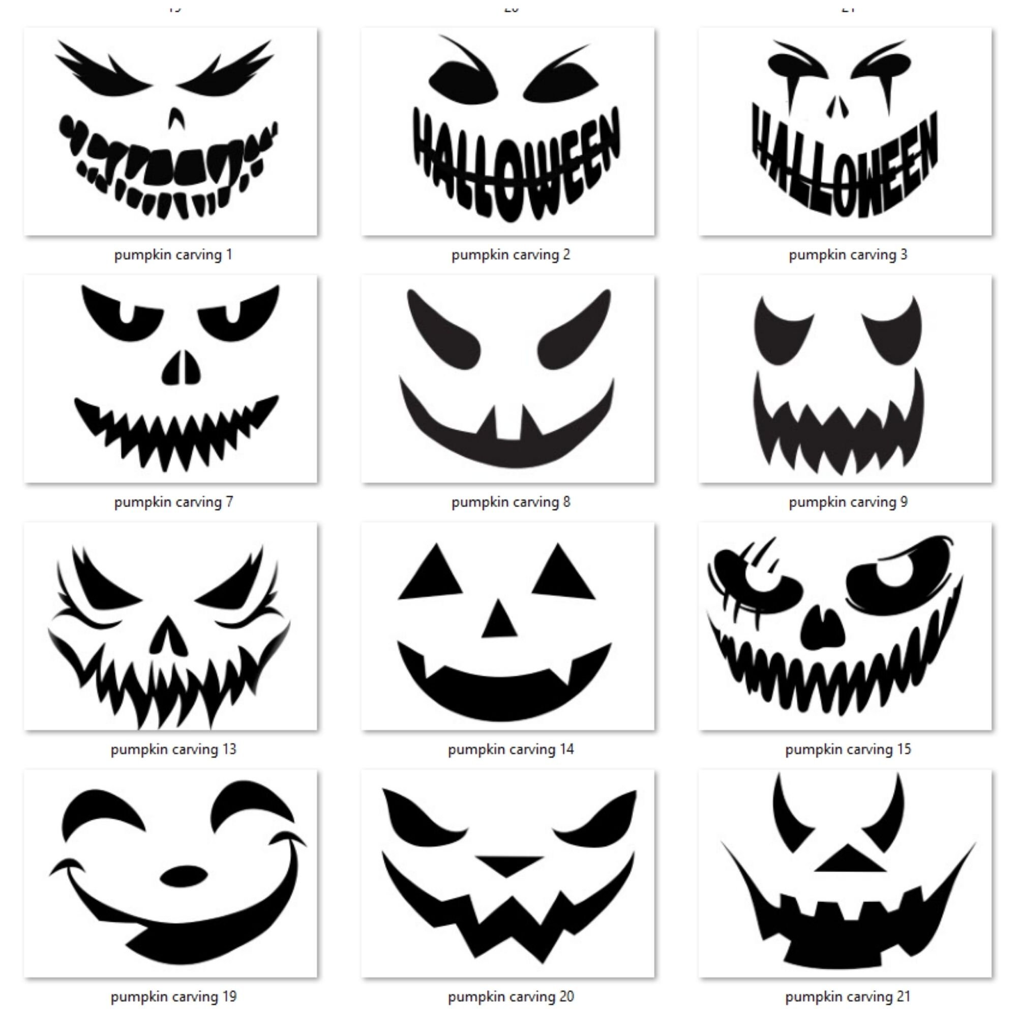 24 Printable Pumpkin Carving Stencils: 48 Pages in A4-sized PDF ...