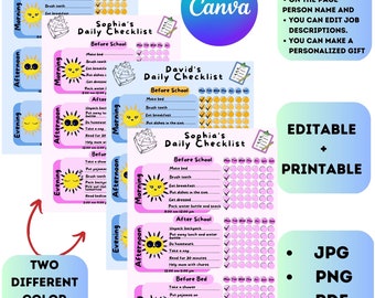 Editable Daily Checklist for Kids,Printable, Kids Responsibility Chart,to Do list,Before and After School,Daily Routine,Kids Daily Checklist