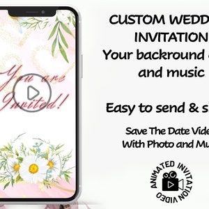 Wedding Video Invitation, Wedding Animated Card, animated wedding invitations, Custom Wedding Invite, Personalized Video, daisy invitation