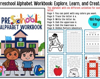 Interactive Preschool ABC Workbook: Digital Learning Binder for Homeschool, Fun Morning Activity, Printable Educational Book