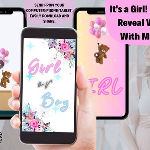Gender Reveal Video It&#39;s a Girl! Video Card Digital Pregnancy Announcement Video For Social Media | Instant download, babys shower