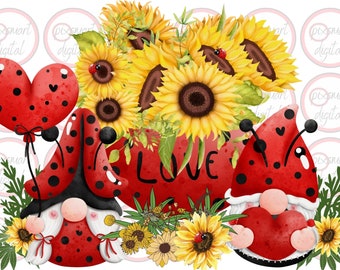 Ladybug Gnome Png, Digital Download, Valentine Sublimation Design,Garden Gnomes,Summer Gnomes Digital Print, Instant Download,Pillow