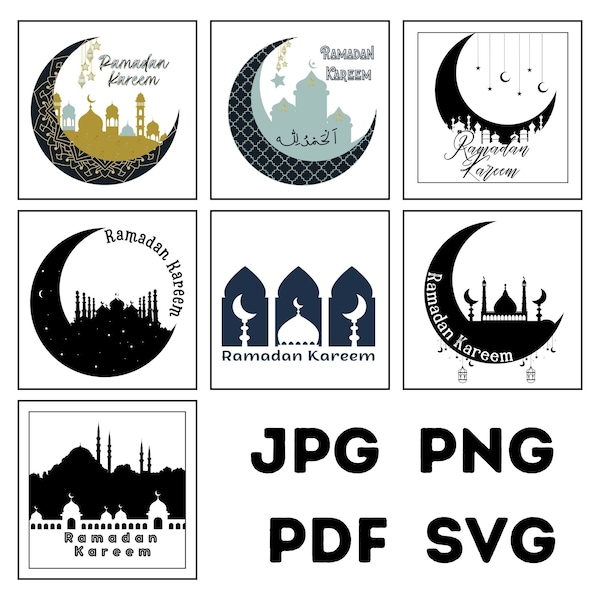 Ramadan kareem SVG Pack, ramadan gift, Mubarak Svg, Happy Ramadan svg, ramadan decoration,  ramadan png, islamic holiday openclipart