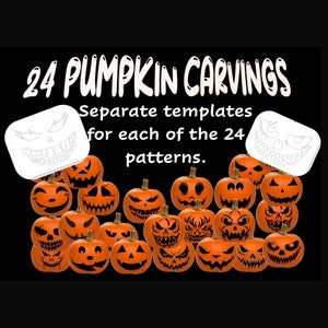 24 Printable Pumpkin Carving Stencils: 48 Pages in A4-sized PDF Templates,Pumpkin Carving Pattern | Angry Jack-o-Lantern Printable Templates