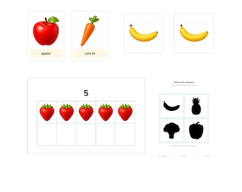 English Fruit Flashcards and Vegetable Flashcards: Memory Matching Game and Number Flashcards