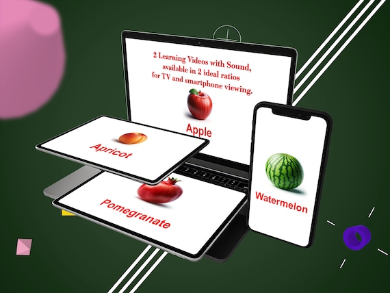 Fruits Flashcards. Kids Learning Books. Educational Book Set. Sound Flashcards. Children's Video. Digital Flash Cards. Early Learning.