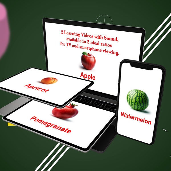 Fruits Flashcards. Kids Learning Books. Educational Book Set. Sound Flashcards. Children's Video. Digital Flash Cards. Early Learning.