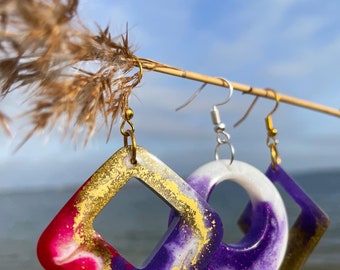 RAINBOW DANGLE, PRIDE oorbellen, mooie regenboog bungelen oorbellen met hars ontwerp perfect cadeau voor vrouwen