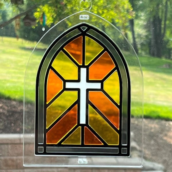 Stained Glass Cross Sun Catcher