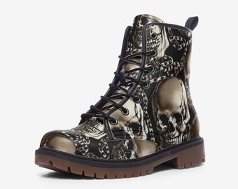 Bottes légères décontractées unisexes Skulls and Chains en cuir