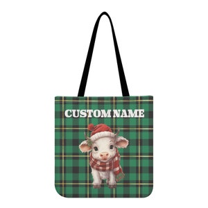 FREE SHIPPING Personalized Custom Name Christmas Cloth Tote Bag