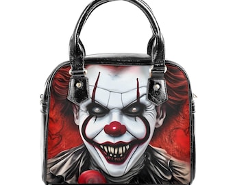Creepy Clown PU Shoulder Handbag