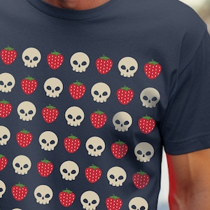 Strawberry Skeleton Shirt, Fruits Garden Shirt, Aesthetic Clothing, Cottage core Botanical Shirt,Strawberry Funny Skeleton Strawberry Tee