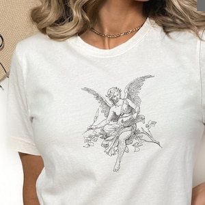 Angel wings T-shirt Art Gift aesthetic Boho Tee, Angelic Love Shirt Angelic inspiration, Artsy Christian Tee Cherub gift idea for her