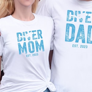 Scuba Diver Gift Shirt, Custom Diving Parents Tee, Diving Dad T-Shirt, Scuba Parents Shirt, Established 2024 tshirt gift, babyshower gift
