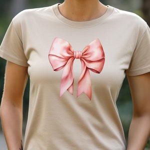 Pink Coquette Gift Shirt, Ribbon Bow, Pink Bow, Trendy Ribbon Tee, Cute Ribbon Shirt, Women&#39;s Ribbon Tee, Coquette Shirt