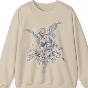 ANGEL Cherub Sweater, Vintage inspired Style Angelic Sweatshirt, Christian Artistic Gift, Angel for artist, Designer aesthetic Religious
